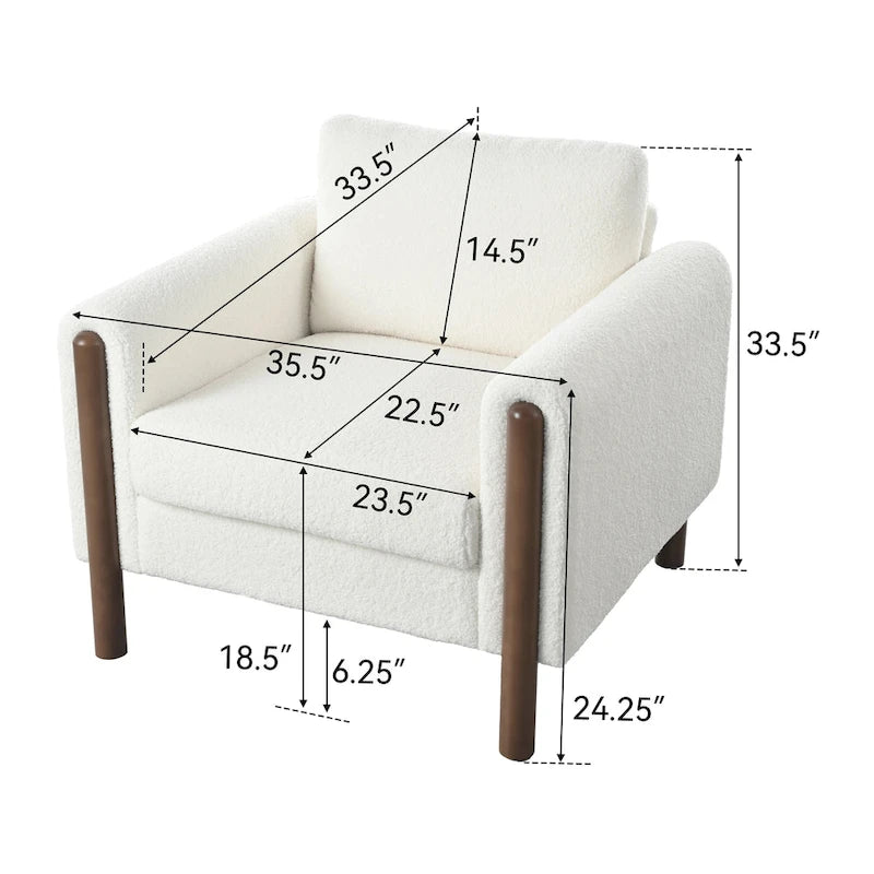 Poltrona Maloa imbottita oversize in teddy con gambe in noce di Christopher Knight Home