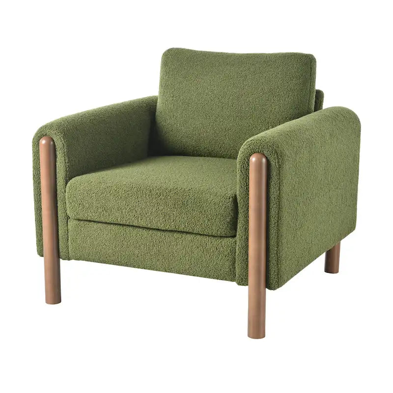 Poltrona Maloa imbottita oversize in teddy con gambe in noce di Christopher Knight Home