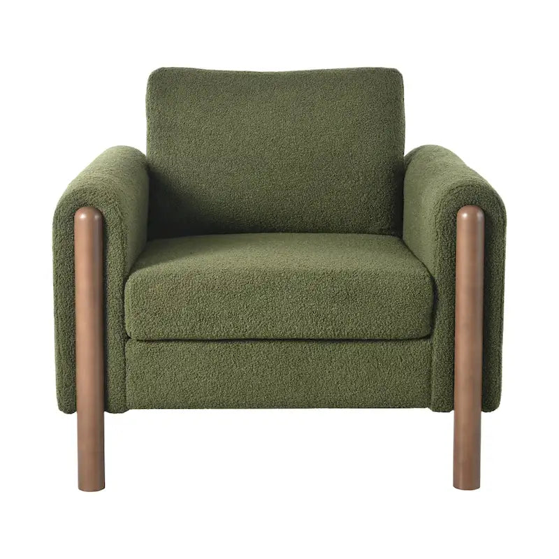 Poltrona Maloa imbottita oversize in teddy con gambe in noce di Christopher Knight Home