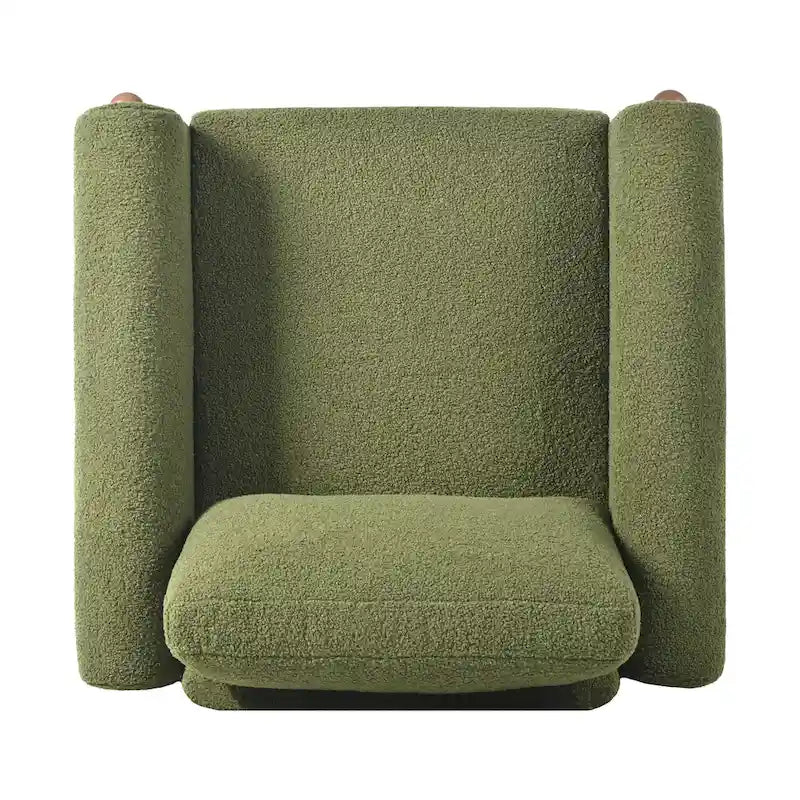 Poltrona Maloa imbottita oversize in teddy con gambe in noce di Christopher Knight Home