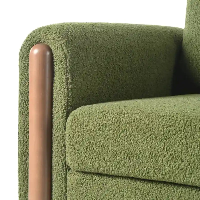 Poltrona Maloa imbottita oversize in teddy con gambe in noce di Christopher Knight Home