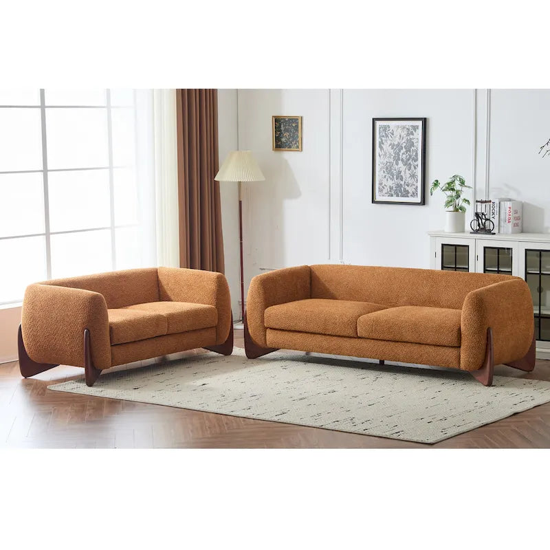 Arion Upholstered Boucle 2-Piece Living Room Sofa Set by Christopher Knight Home