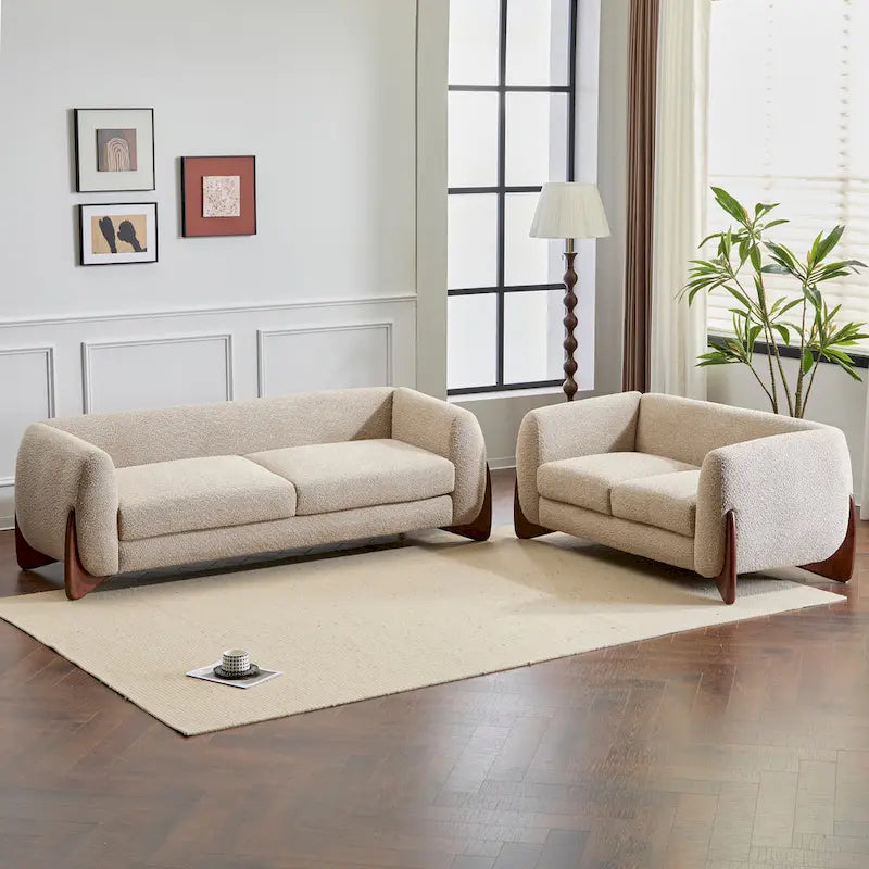 Arion Upholstered Boucle 2-Piece Living Room Sofa Set by Christopher Knight Home