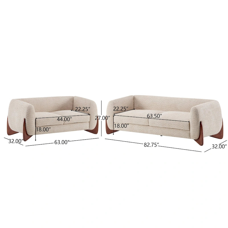 Arion Upholstered Boucle 2-Piece Living Room Sofa Set by Christopher Knight Home