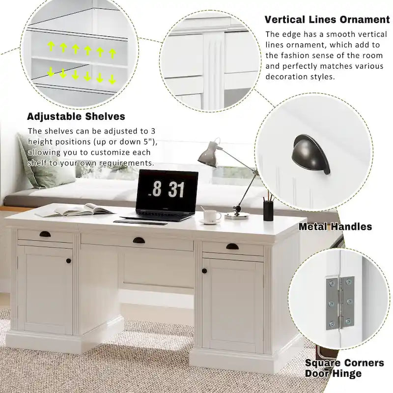 Scrivania da ufficio Mid-Century con alzatina e ripiani a giorno per piccoli uffici domestici o spazi di lavoro in camera da letto