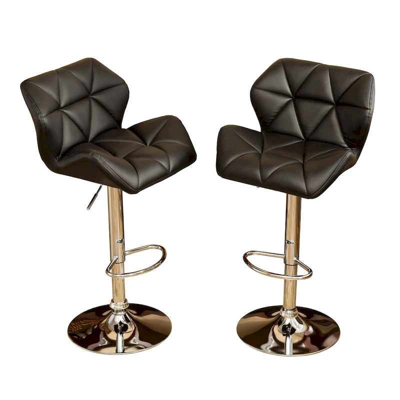 Set moderno di 2 sgabelli da bar girevoli con seduta imbottita capitonné, base in metallo cromato, regolabili in altezza per isola cucina