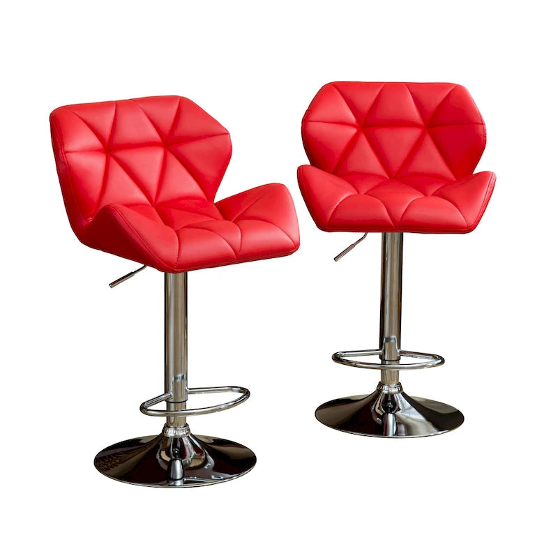 Set moderno di 2 sgabelli da bar girevoli con seduta imbottita capitonné, base in metallo cromato, regolabili in altezza per isola cucina