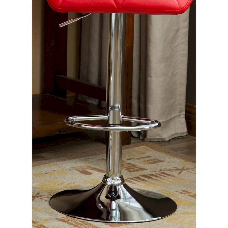 Set moderno di 2 sgabelli da bar girevoli con seduta imbottita capitonné, base in metallo cromato, regolabili in altezza per isola cucina