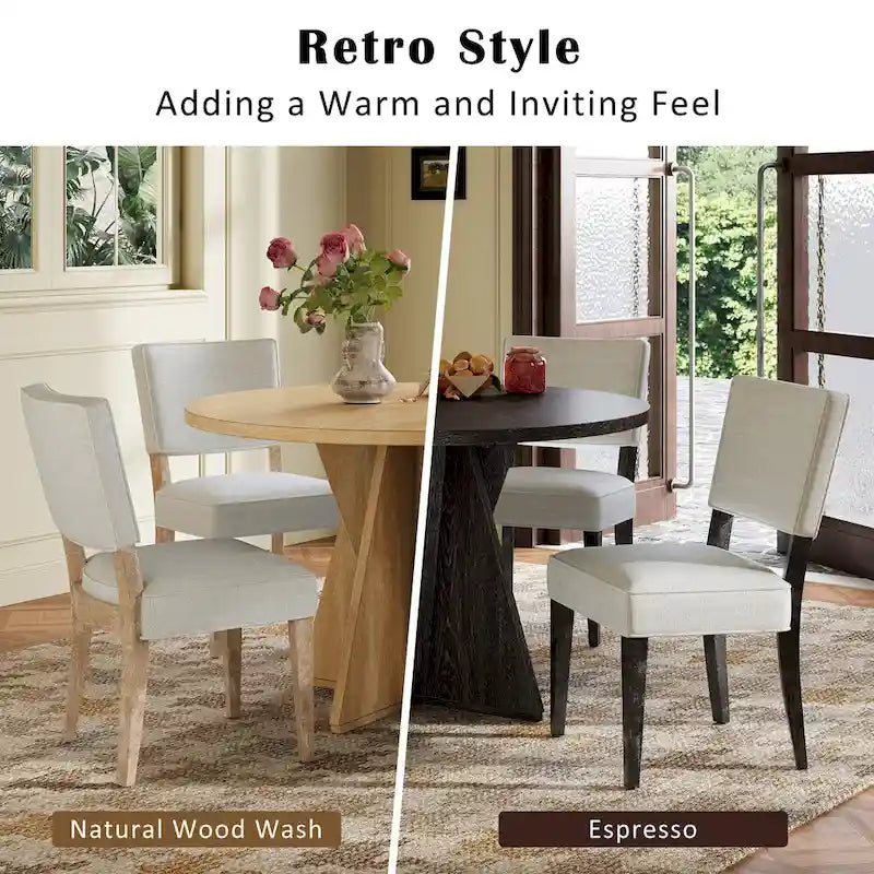 5-Piece Wooden Dining Table Set, Kitchen Table and Chairs Set, Round Table with Cross Base and 4 Upholstered Chairs