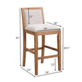 30.5 H Bar Stools Set of 2, Rubberwood Frame, Fabric Upholstered Bar Stools, Vintage Kitchen Island Stool Without Arms