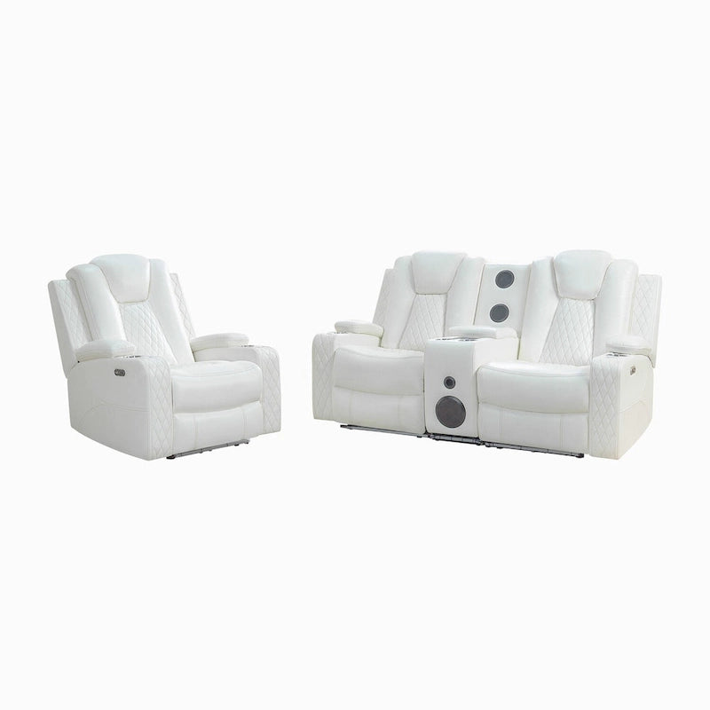 Set divano reclinabile Deluxe stile cinema con reclinazione elettrica, luci LED, ricarica wireless e altoparlante Bluetooth