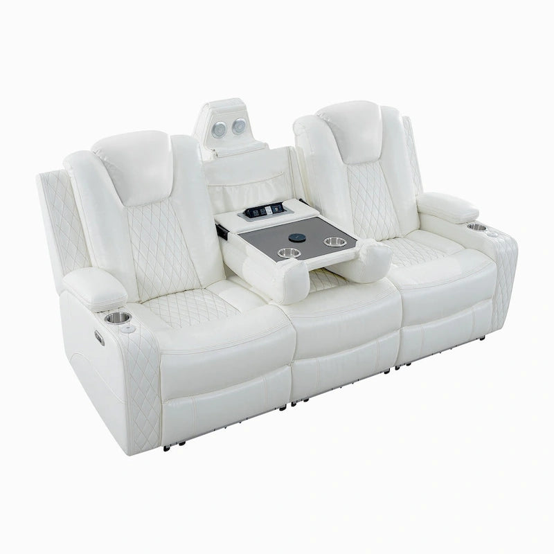 Set divano reclinabile Deluxe stile cinema con reclinazione elettrica, luci LED, ricarica wireless e altoparlante Bluetooth