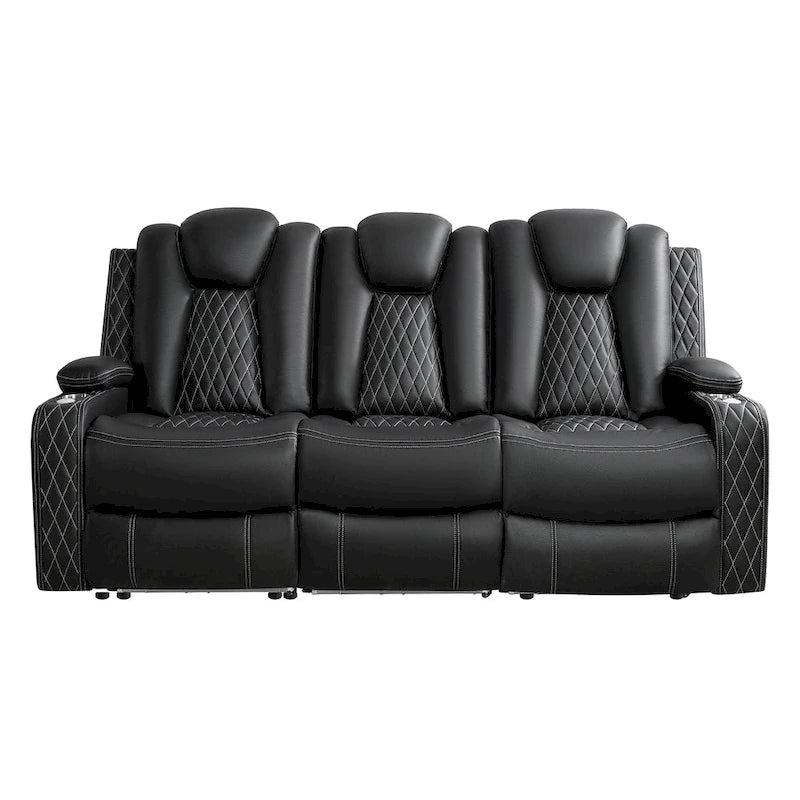 Set divano reclinabile Deluxe stile cinema con reclinazione elettrica, luci LED, ricarica wireless e altoparlante Bluetooth