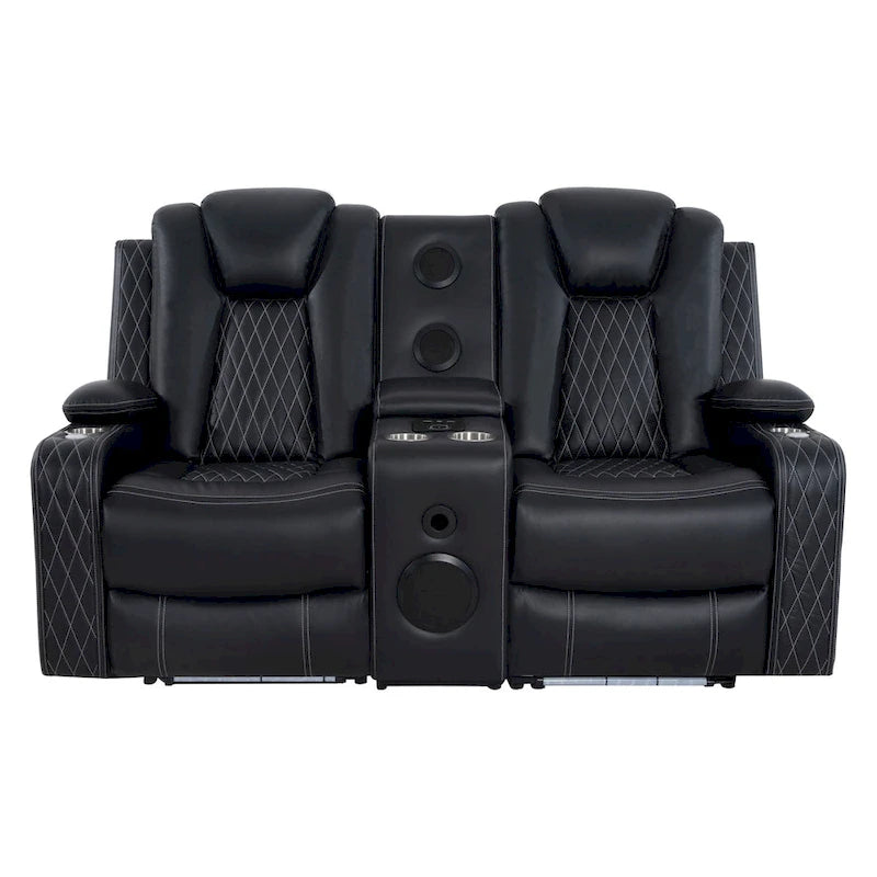 Set divano reclinabile Deluxe stile cinema con reclinazione elettrica, luci LED, ricarica wireless e altoparlante Bluetooth