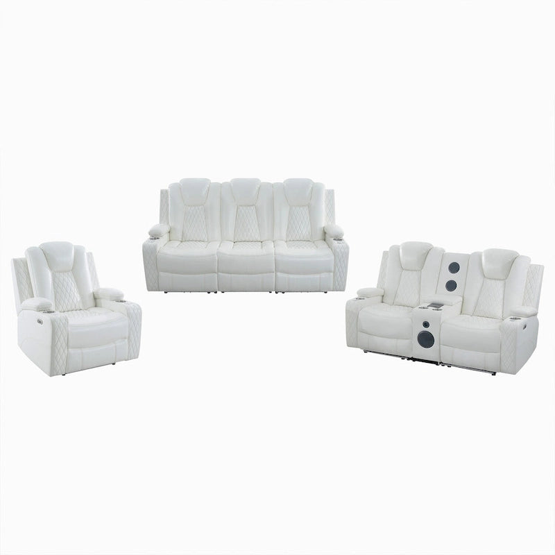Set divano reclinabile Deluxe stile cinema con reclinazione elettrica, luci LED, ricarica wireless e altoparlante Bluetooth