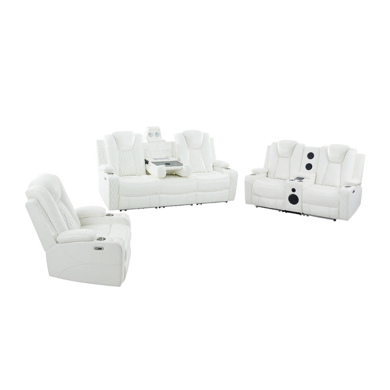 Set divano reclinabile Deluxe stile cinema con reclinazione elettrica, luci LED, ricarica wireless e altoparlante Bluetooth