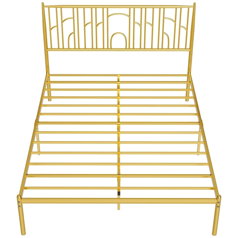 Letto matrimoniale Queen con finial decorativi e contenitore sotto il letto, nessuna rete a molle richiesta