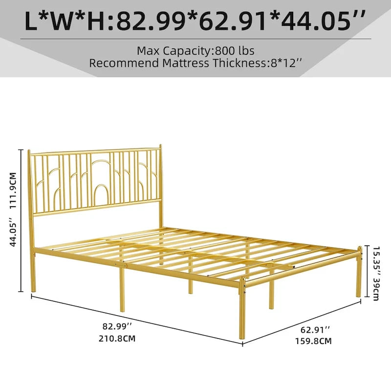 Letto matrimoniale Queen con finial decorativi e contenitore sotto il letto, nessuna rete a molle richiesta