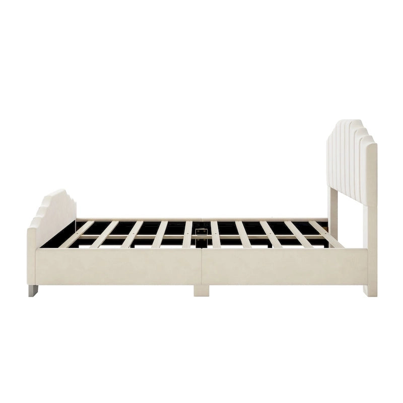 Full Velvet Upholstered Bed with Channel Tufted Headboard