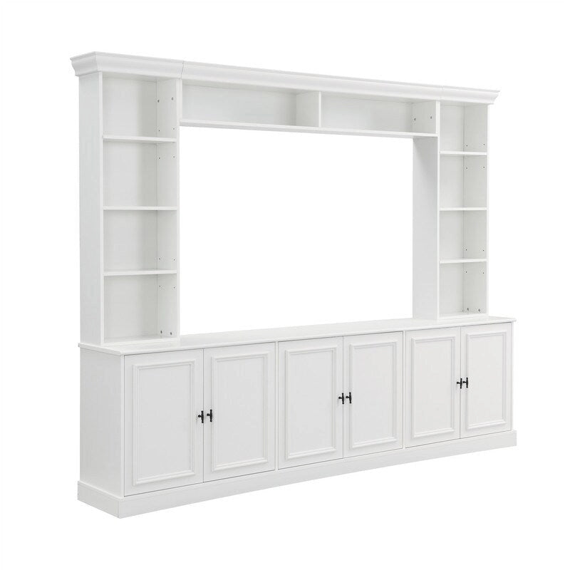 4-Piece Wall Unit Entertainment Center Set with Bookshelf , Versatile TV Stand with Adjustable Shelf, Media Console with Bridge