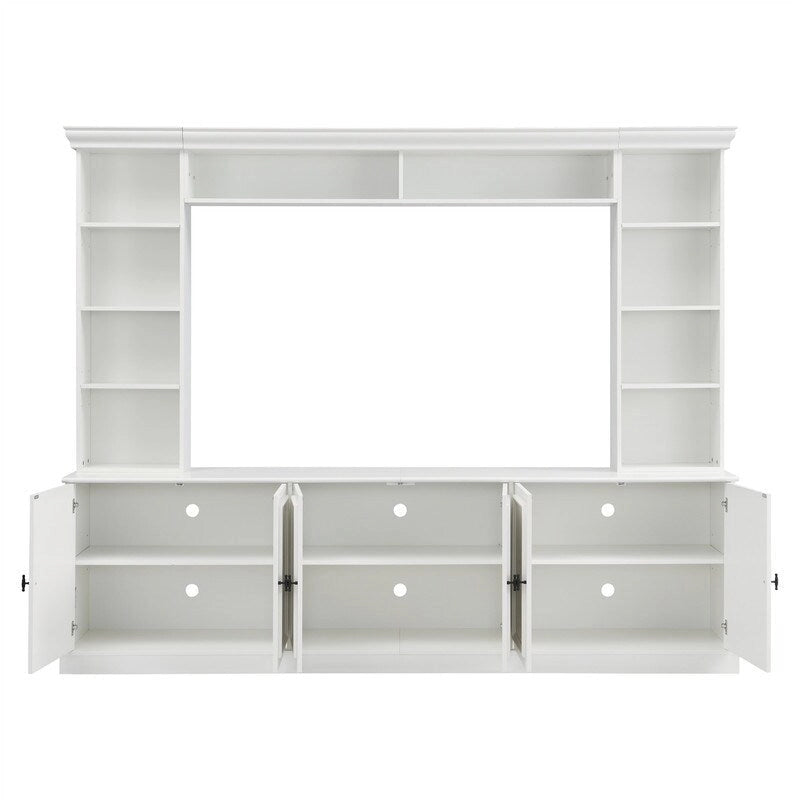 4-Piece Wall Unit Entertainment Center Set with Bookshelf , Versatile TV Stand with Adjustable Shelf, Media Console with Bridge