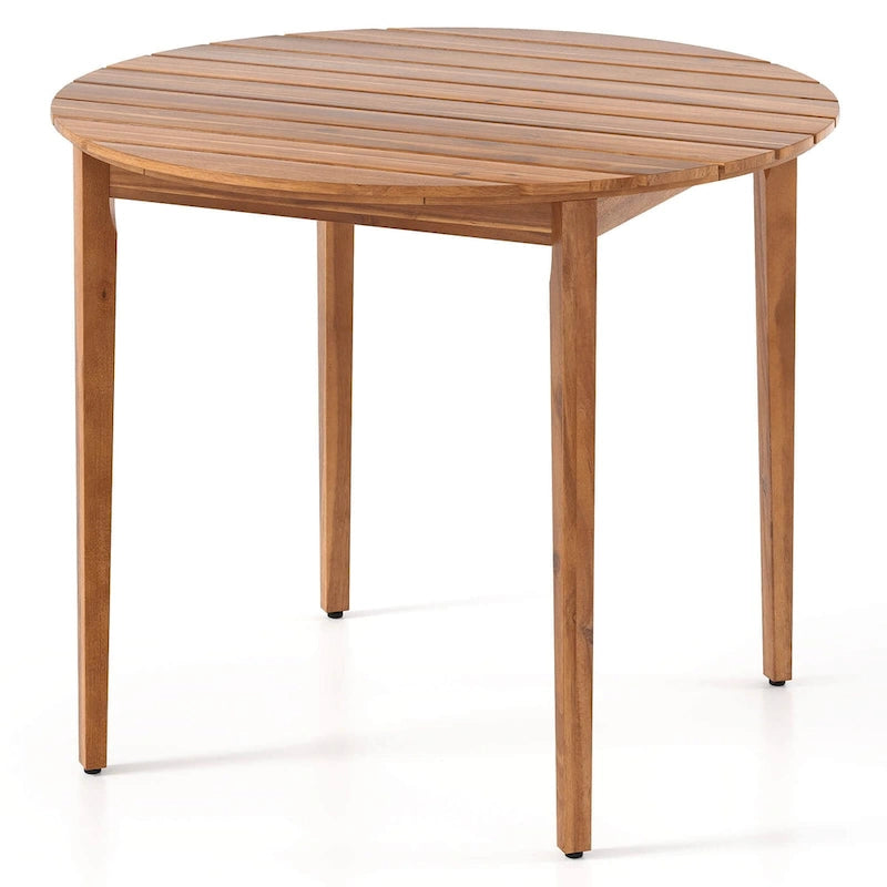Costway Tavolo da Pranzo Rotondo da Esterno per 4 Persone 91 cm in Legno di Acacia - Vedi Dettagli