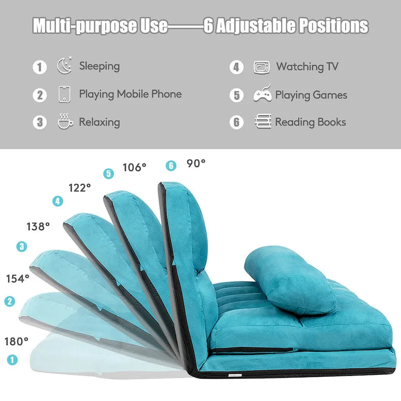 Costway Foldable Floor Sofa Bed 6-Position Adjustable Lounge Couch