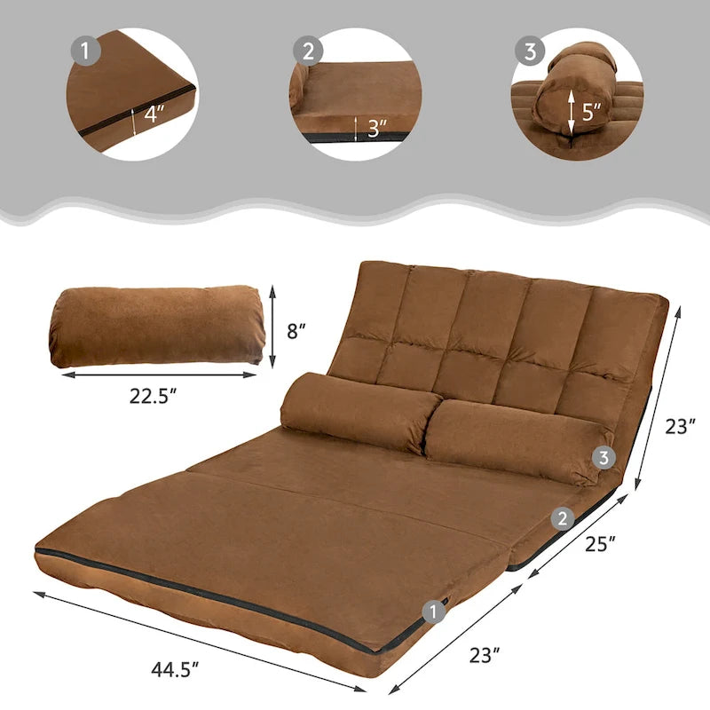 Costway Foldable Floor Sofa Bed 6-Position Adjustable Lounge Couch