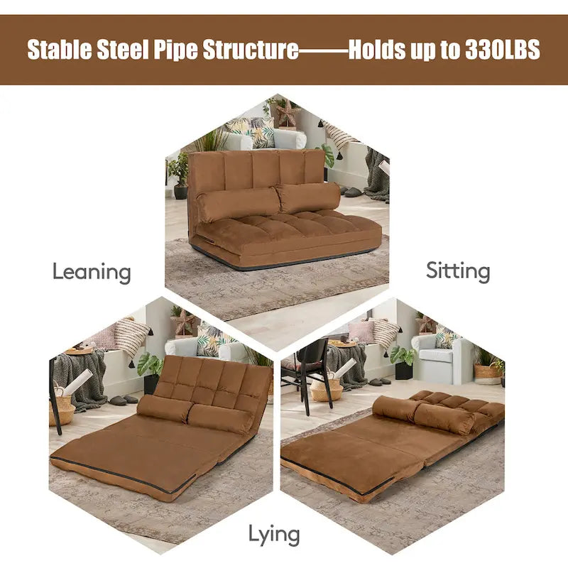 Costway Foldable Floor Sofa Bed 6-Position Adjustable Lounge Couch