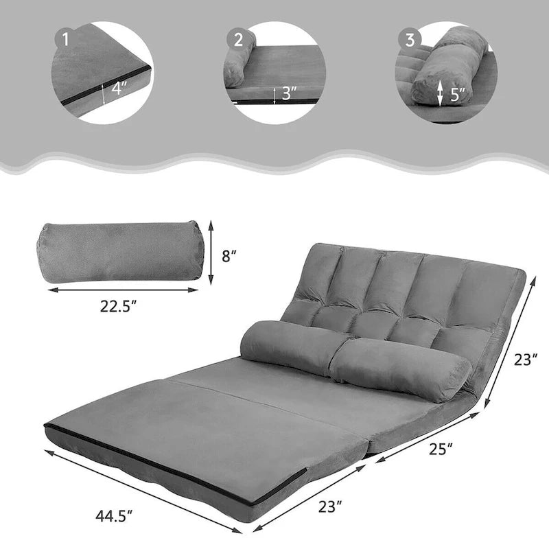 Costway Foldable Floor Sofa Bed 6-Position Adjustable Lounge Couch