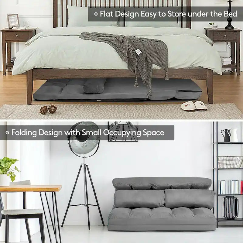 Costway Foldable Floor Sofa Bed 6-Position Adjustable Lounge Couch
