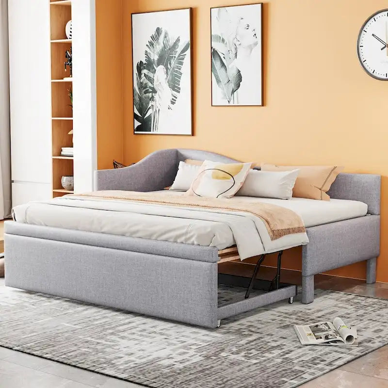 Divano letto a L rivestito con letto estraibile a scomparsa