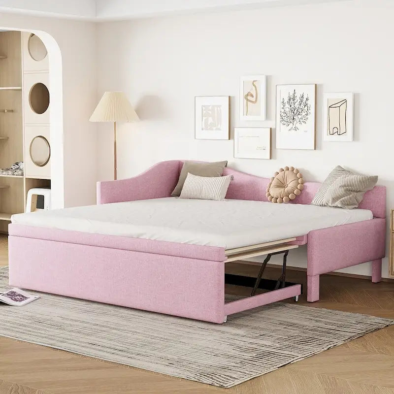 Divano letto a L rivestito con letto estraibile a scomparsa
