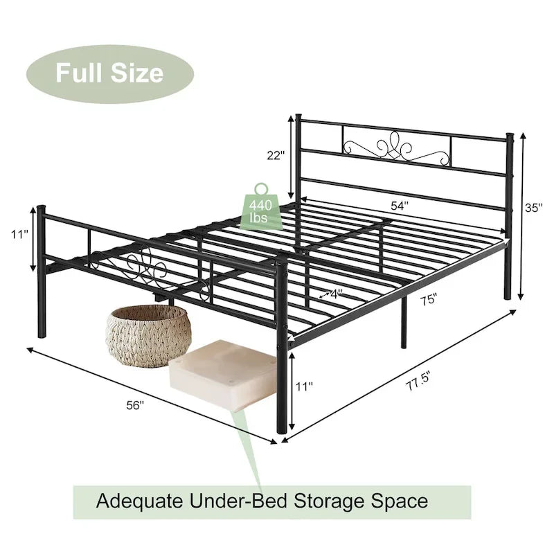 Costway Struttura letto a piattaforma in metallo matrimoniale/queen/full con testiera e