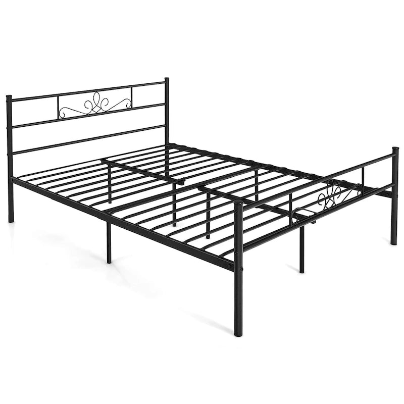Costway Struttura letto a piattaforma in metallo matrimoniale/queen/full con testiera e