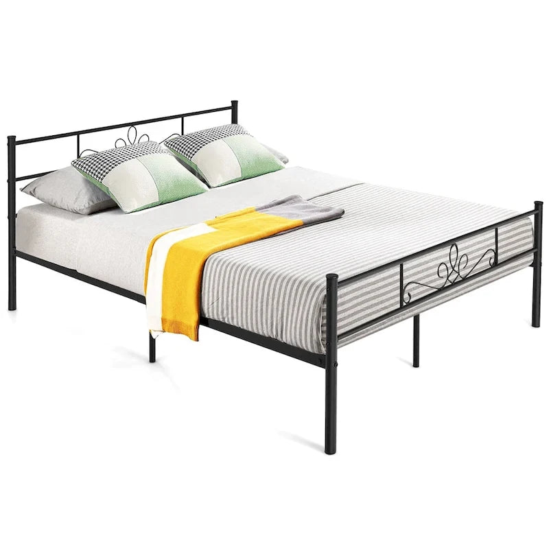 Costway Struttura letto a piattaforma in metallo matrimoniale/queen/full con testiera e