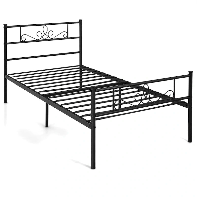 Costway Struttura letto a piattaforma in metallo matrimoniale/queen/full con testiera e
