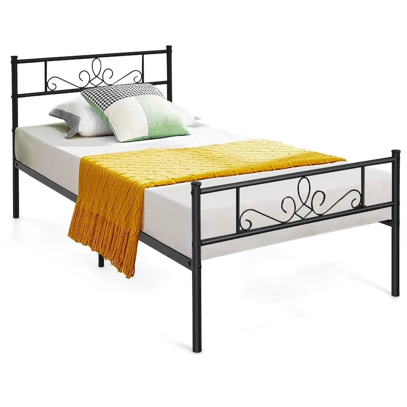 Costway Struttura letto a piattaforma in metallo matrimoniale/queen/full con testiera e
