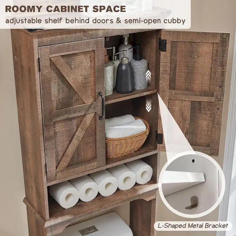 Pensile da bagno sopra il WC in stile rustico, armadietto da bagno alto 170 cm
