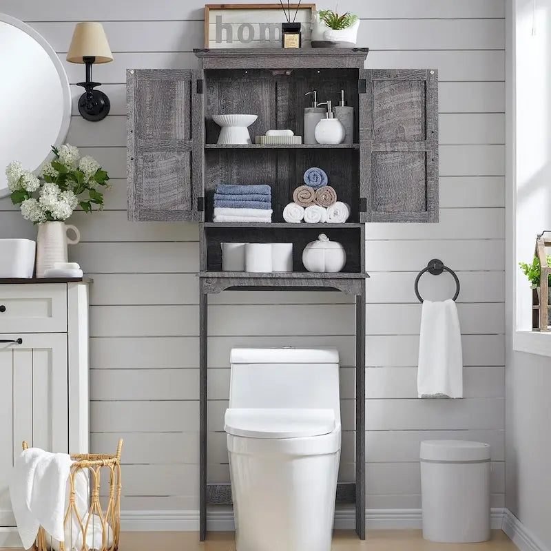 Pensile da bagno sopra il WC in stile rustico, armadietto da bagno alto 170 cm