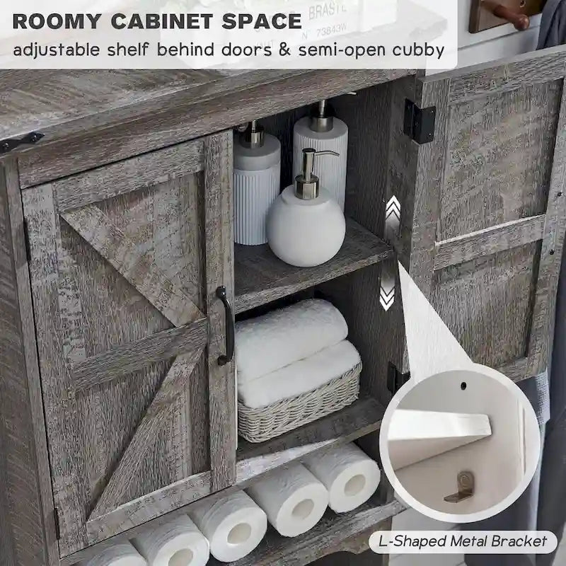 Pensile da bagno sopra il WC in stile rustico, armadietto da bagno alto 170 cm