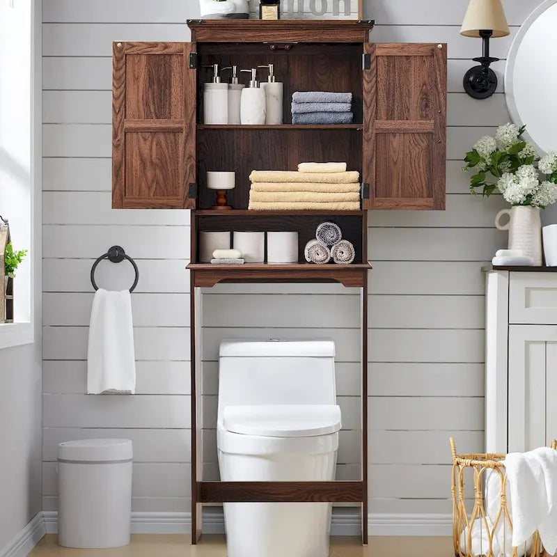 Pensile da bagno sopra il WC in stile rustico, armadietto da bagno alto 170 cm
