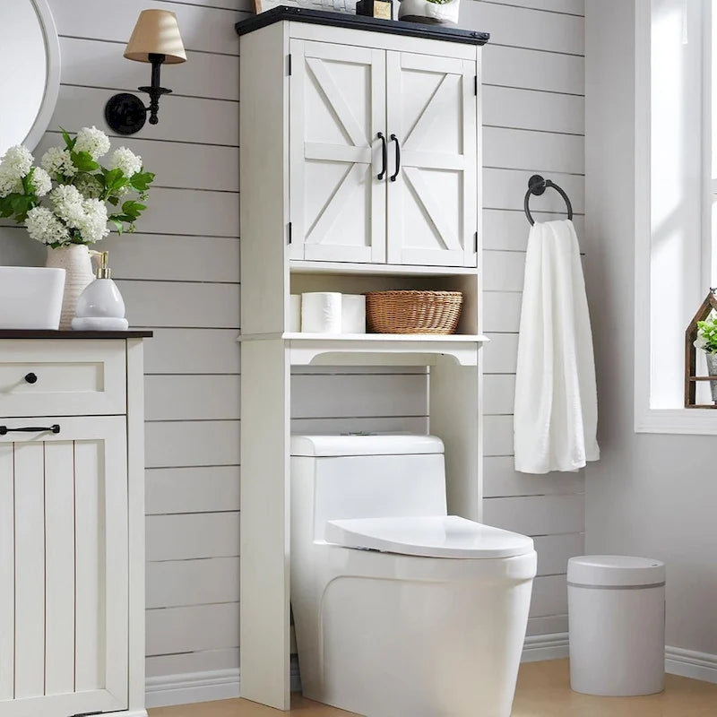 Pensile da bagno sopra il WC in stile rustico, armadietto da bagno alto 170 cm