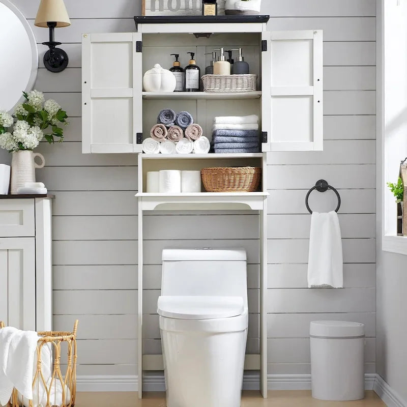 Pensile da bagno sopra il WC in stile rustico, armadietto da bagno alto 170 cm