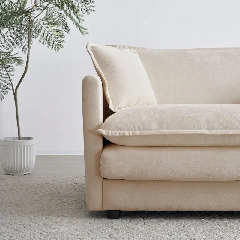 111.5 Chenille 4-Seater Sofa with Customizable Configurations and Premium Comfort