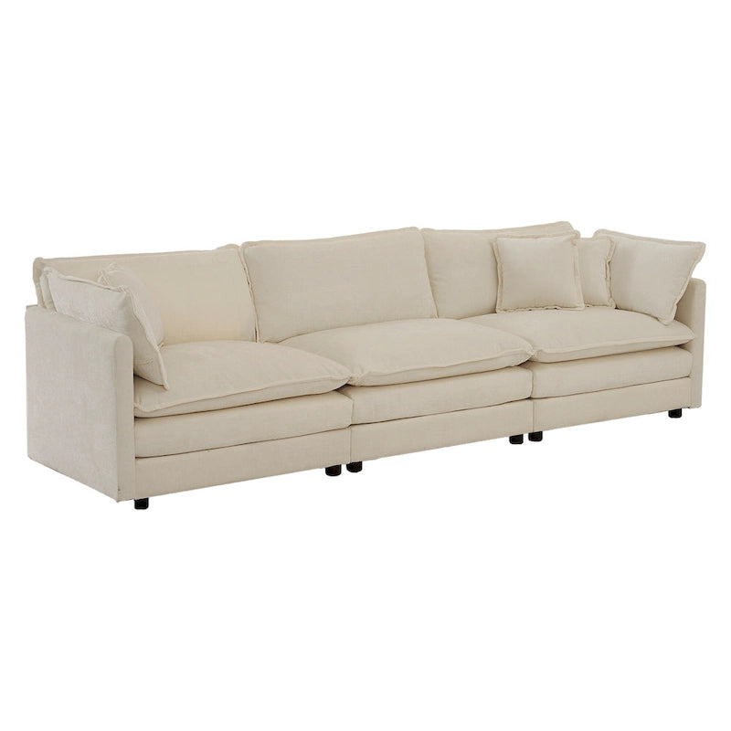 111.5 Chenille 4-Seater Sofa with Customizable Configurations and Premium Comfort