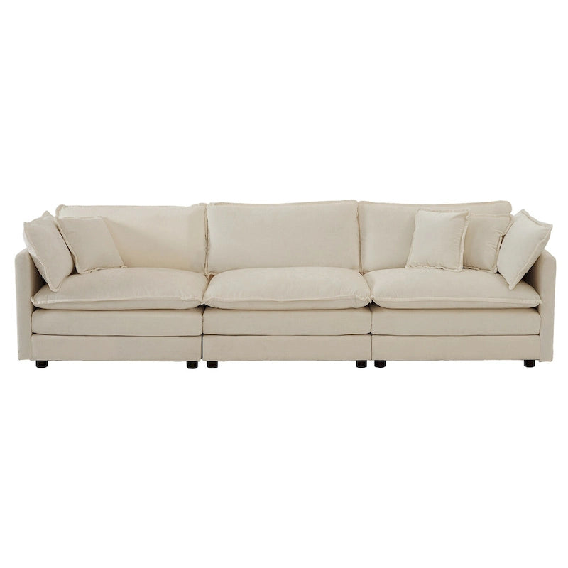 111.5 Chenille 4-Seater Sofa with Customizable Configurations and Premium Comfort