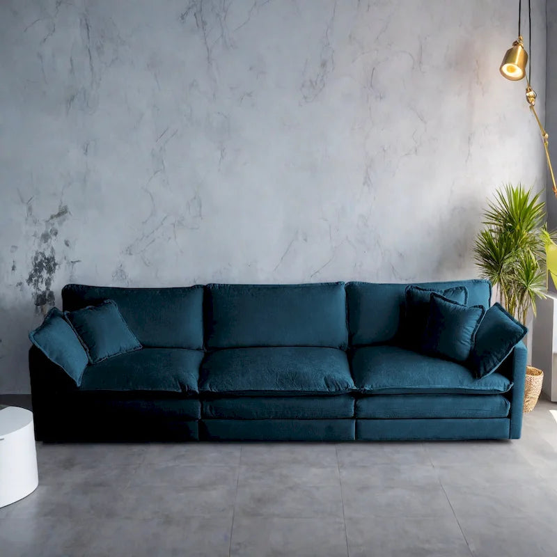 111.5 Chenille 4-Seater Sofa with Customizable Configurations and Premium Comfort