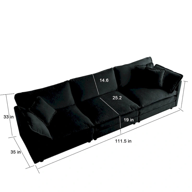 111.5 Chenille 4-Seater Sofa with Customizable Configurations and Premium Comfort