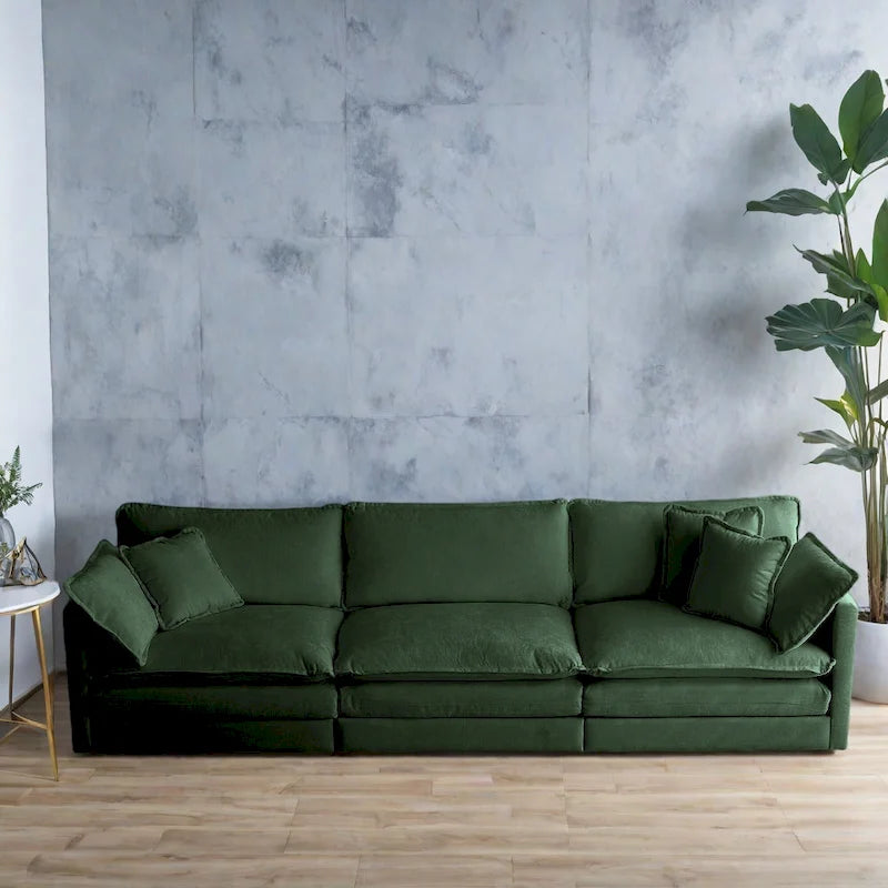 111.5 Chenille 4-Seater Sofa with Customizable Configurations and Premium Comfort